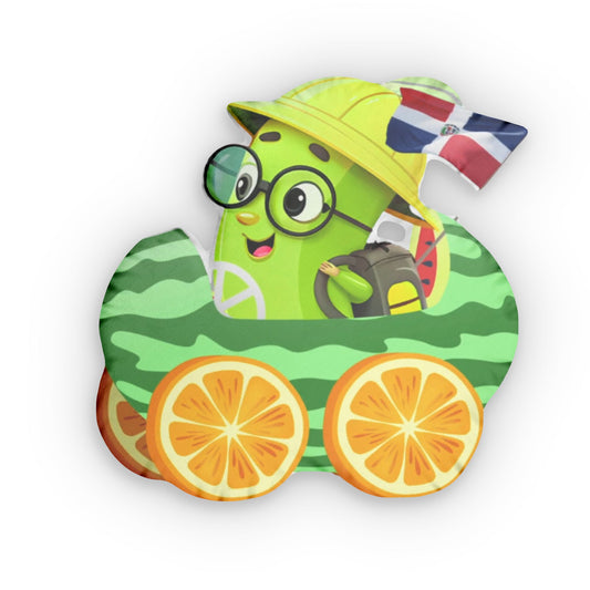 Platanito Pillow – Cruising in His Watermelon Car!