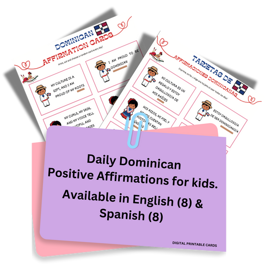 Dominican Positive Affirmation Cards for Kids (Digital Download Only - Solo Descarga Digital)